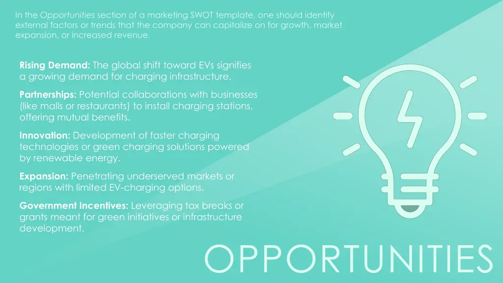 in the opportunities section of a marketing swot