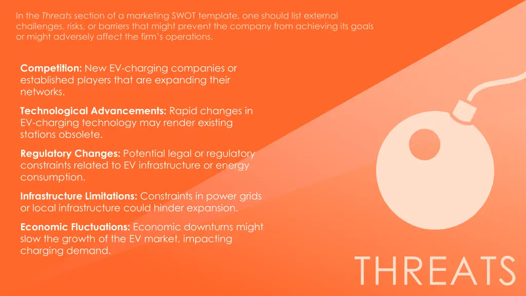 in the threats section of a marketing swot
