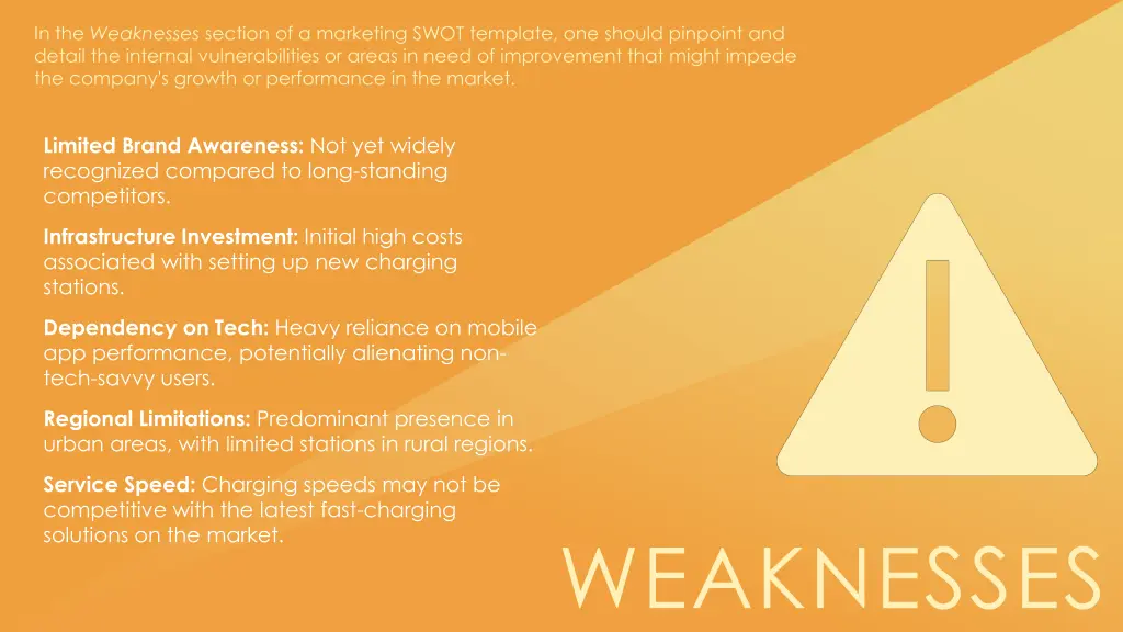 in the weaknesses section of a marketing swot