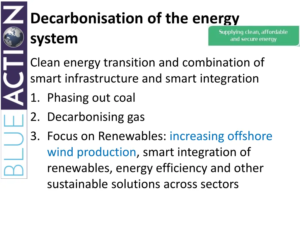 decarbonisation of the energy system