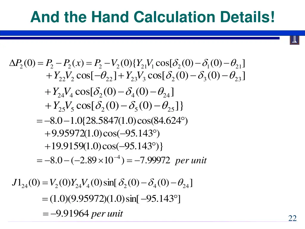 and the hand calculation details