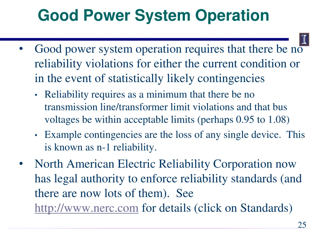 good power system operation