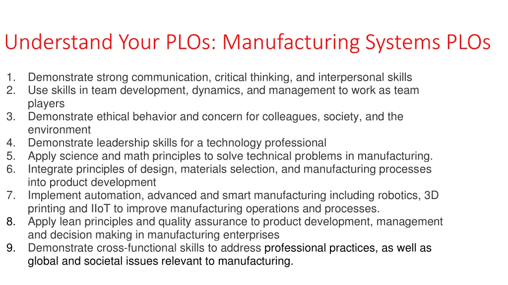 understand your plos manufacturing systems plos