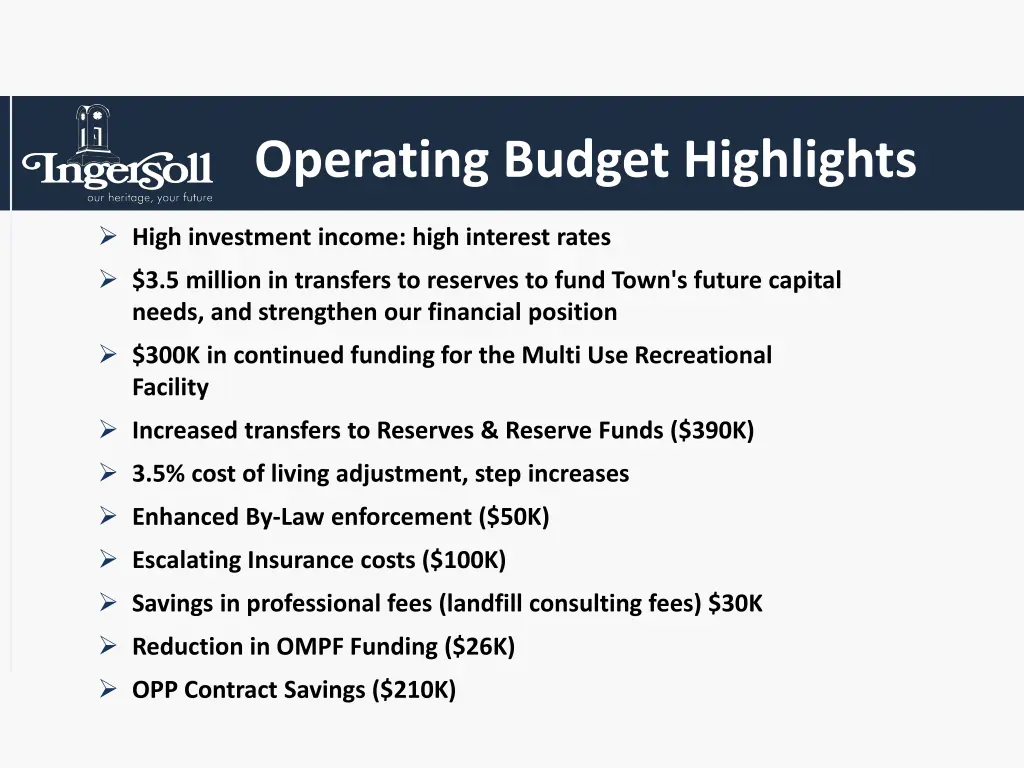 operating budget highlights