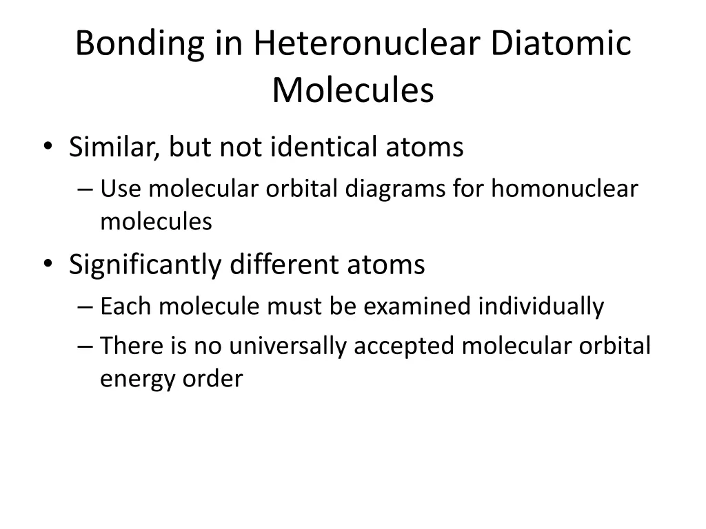 bonding in heteronuclear diatomic molecules