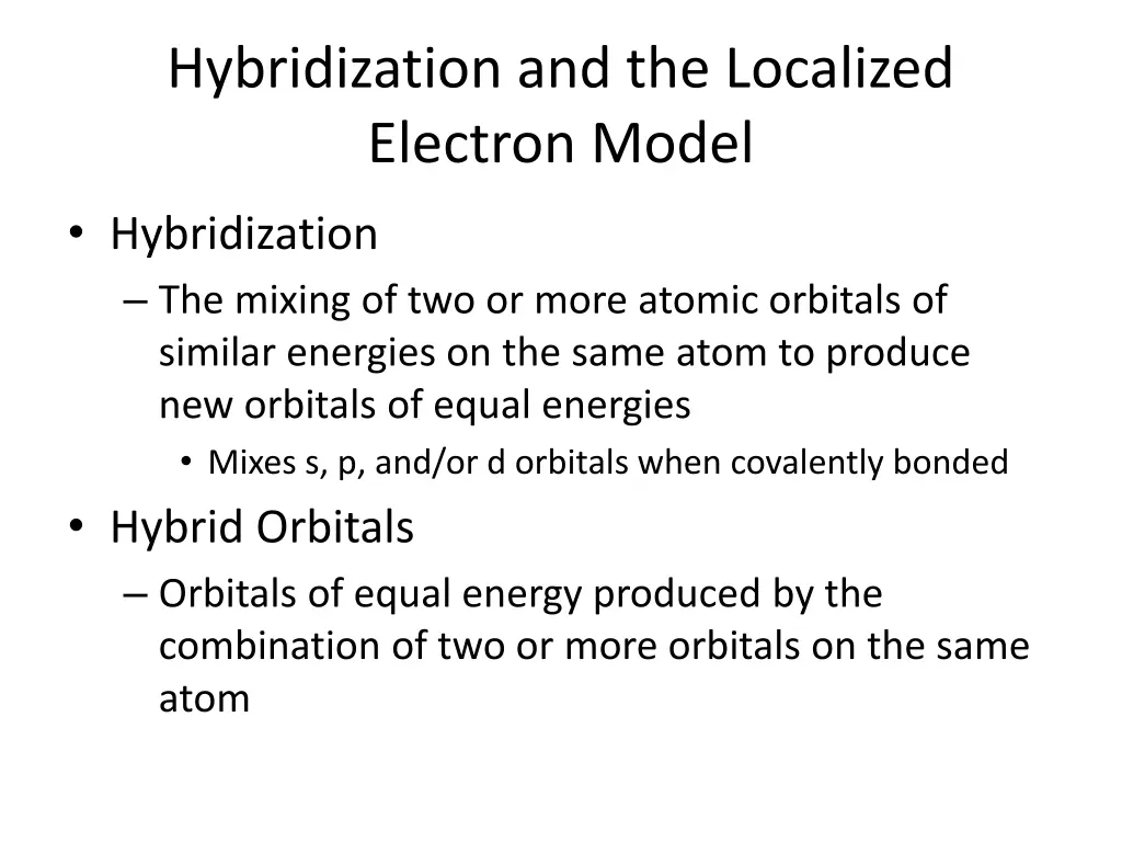 hybridization and the localized electron model