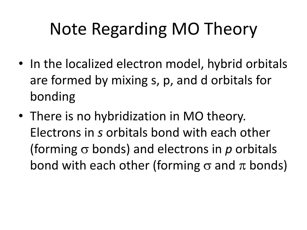 note regarding mo theory