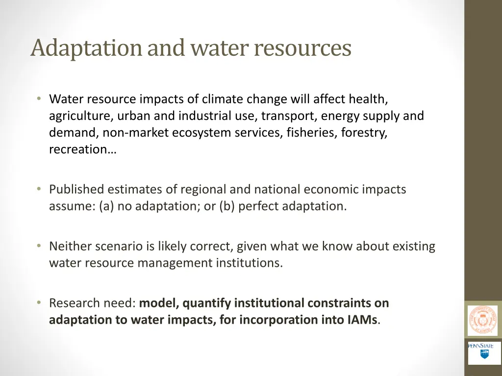 adaptation and water resources