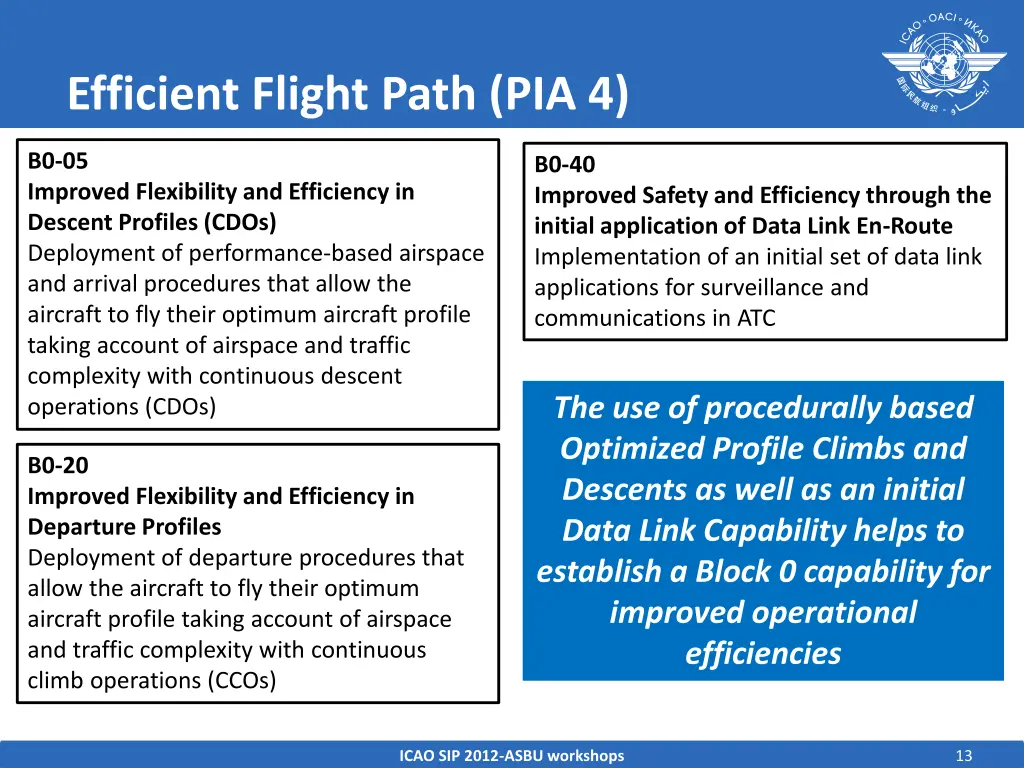 efficient flight path pia 4