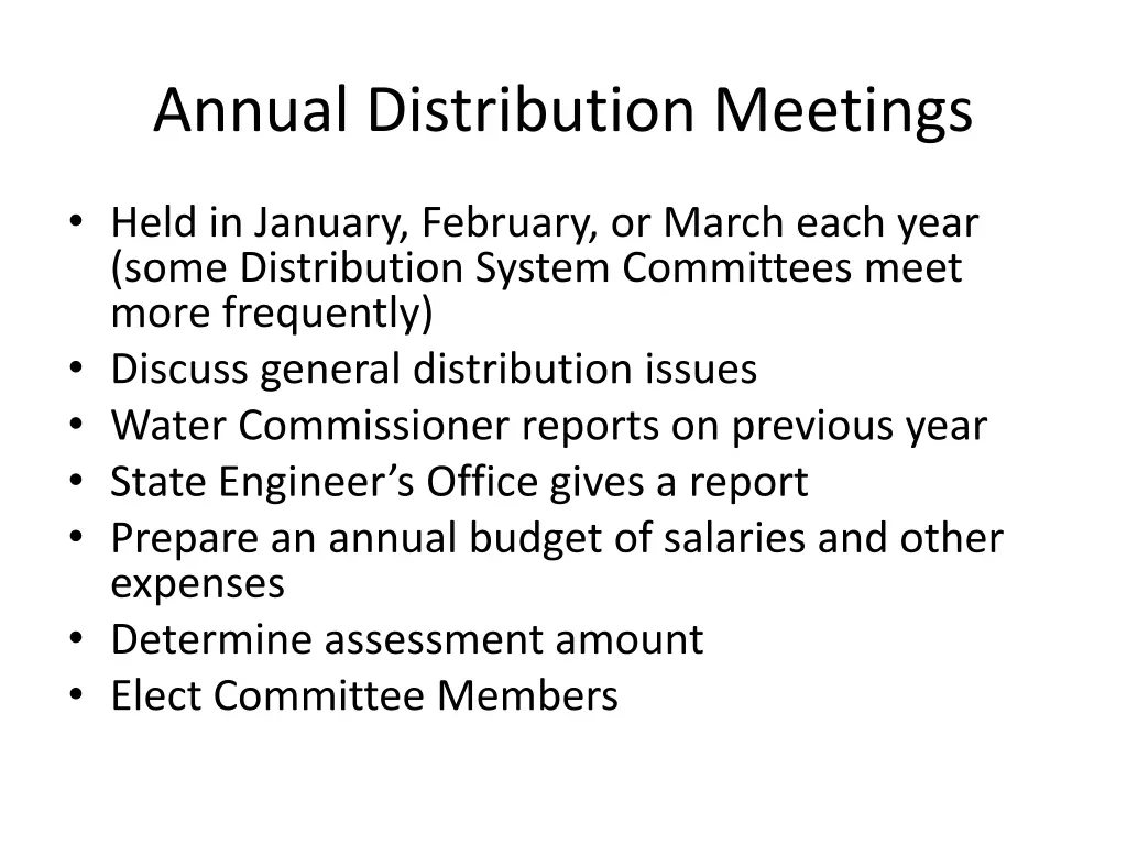 annual distribution meetings