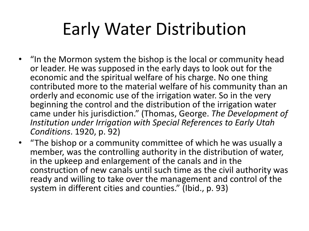 early water distribution