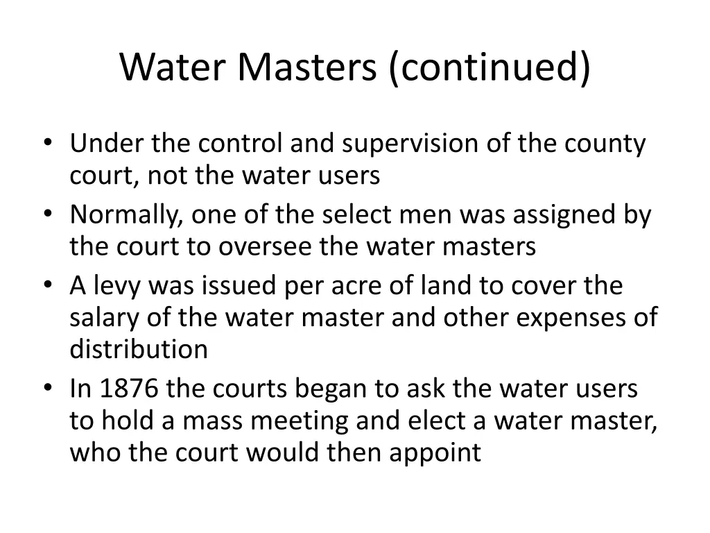 water masters continued
