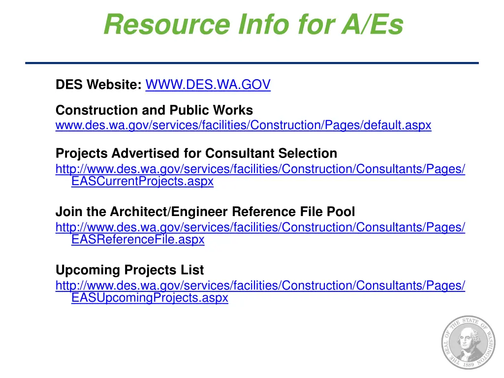 resource info for a es