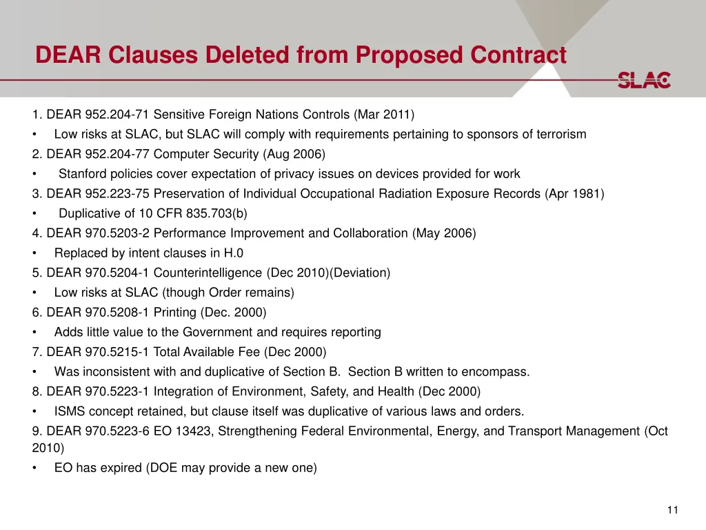 dear clauses deleted from proposed contract