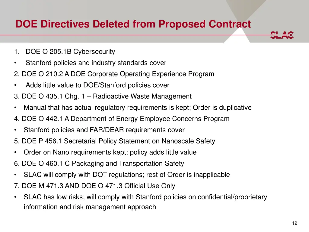 doe directives deleted from proposed contract