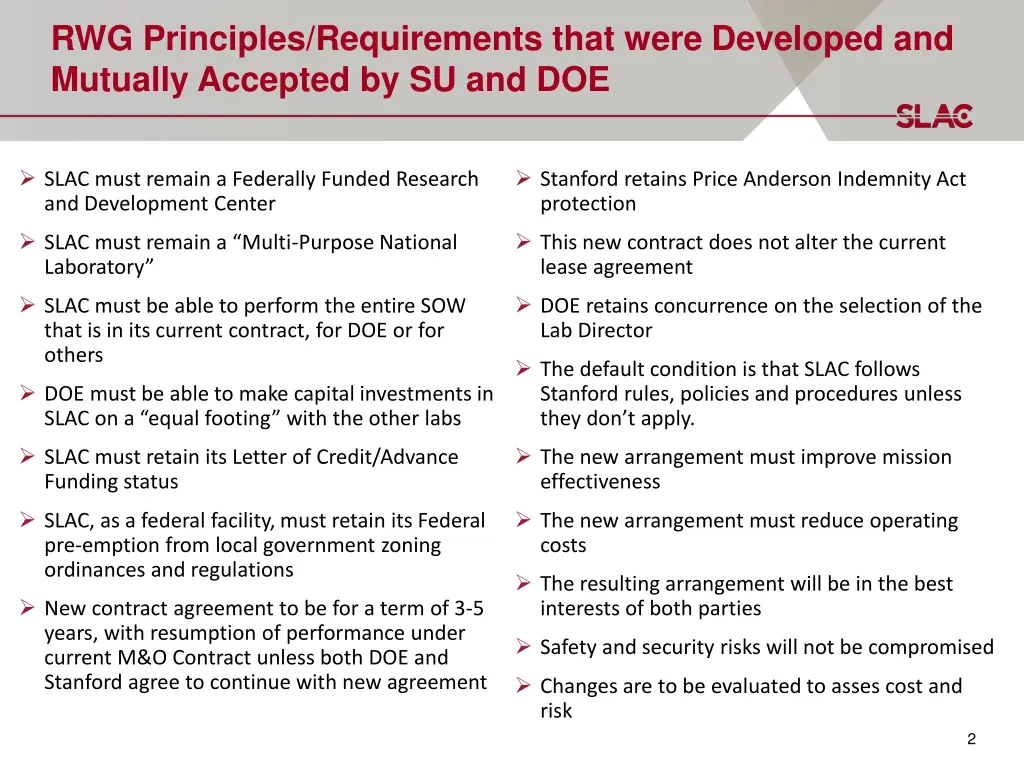 rwg principles requirements that were developed