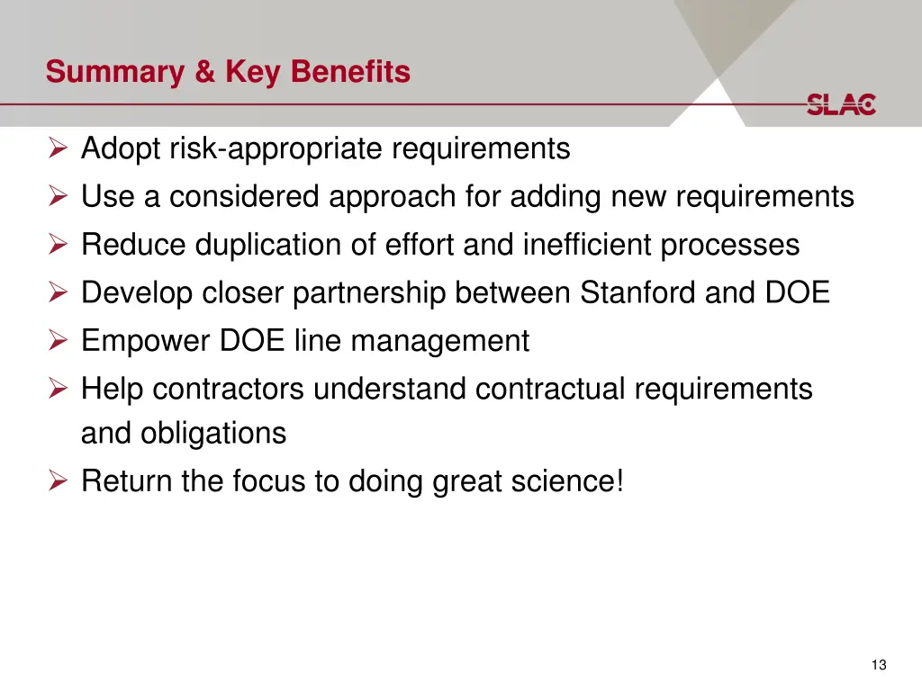 summary key benefits