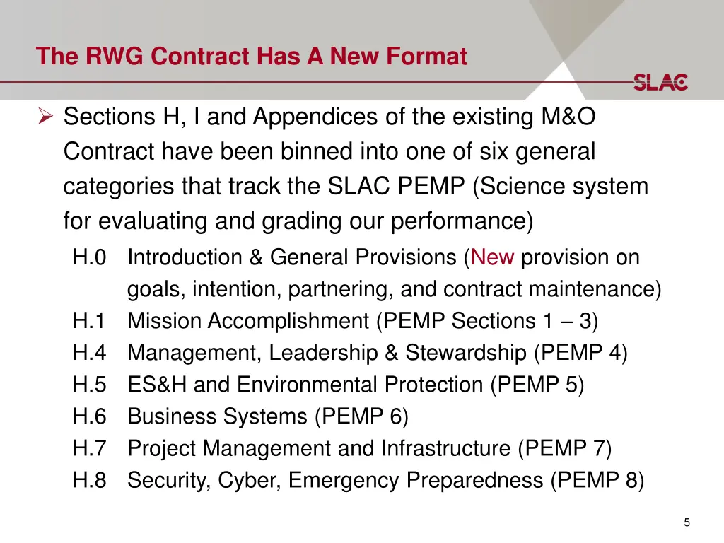 the rwg contract has a new format