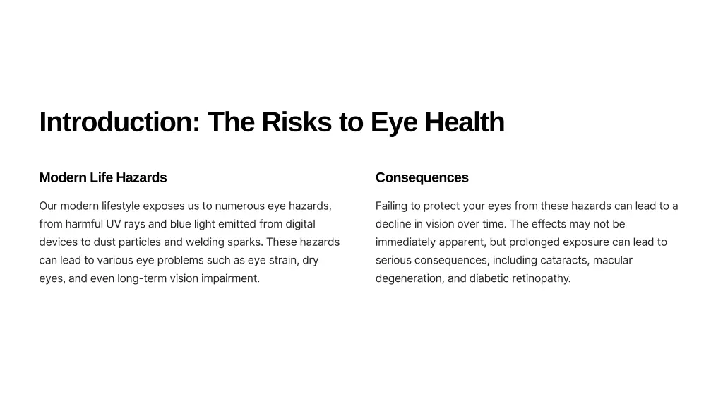 introduction the risks to eye health