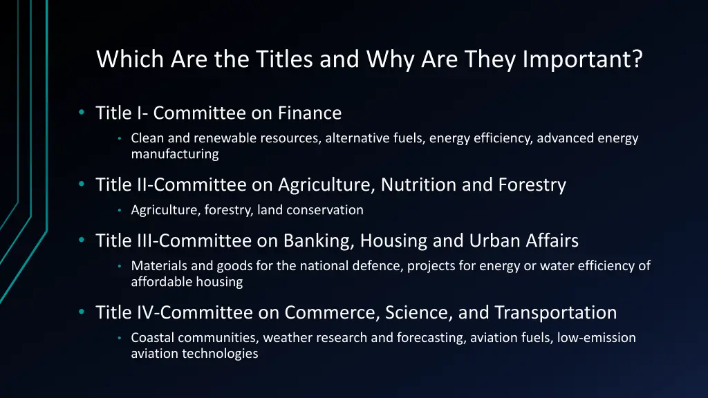 which are the titles and why are they important