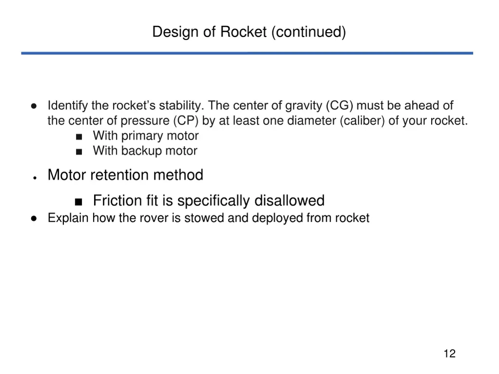 design of rocket continued