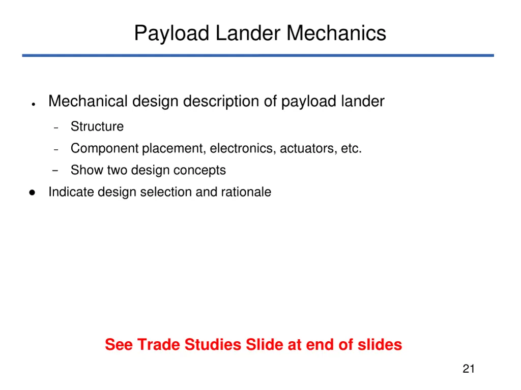 payload lander mechanics
