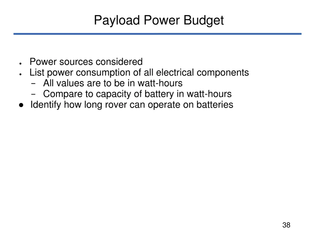payload power budget