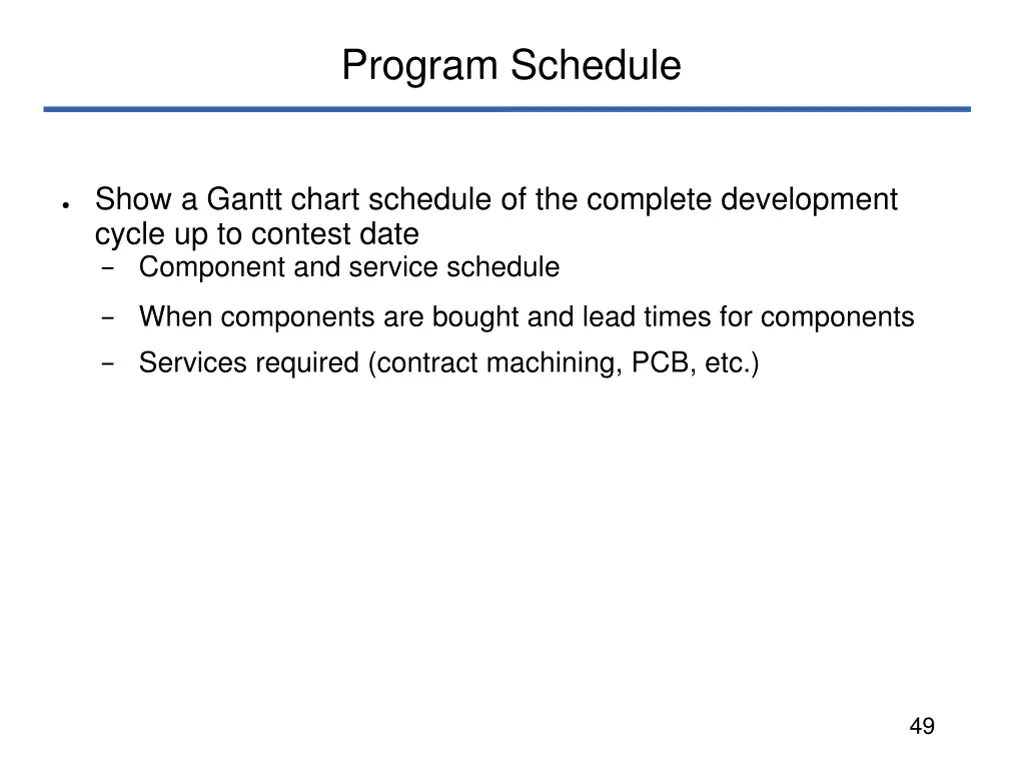 program schedule