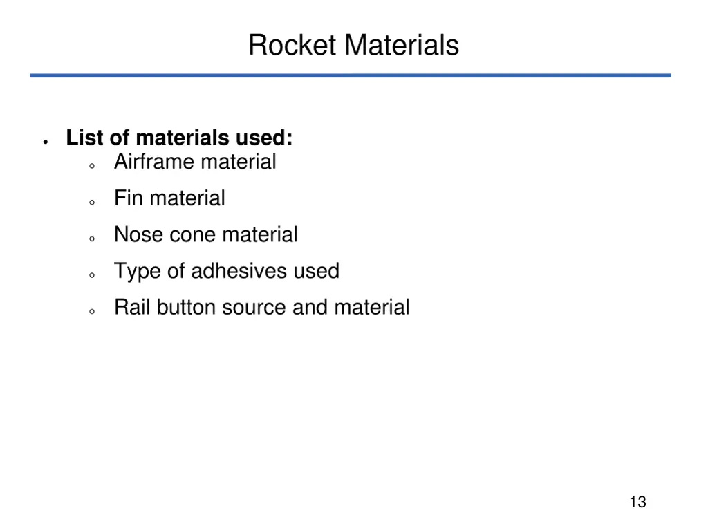 rocket materials