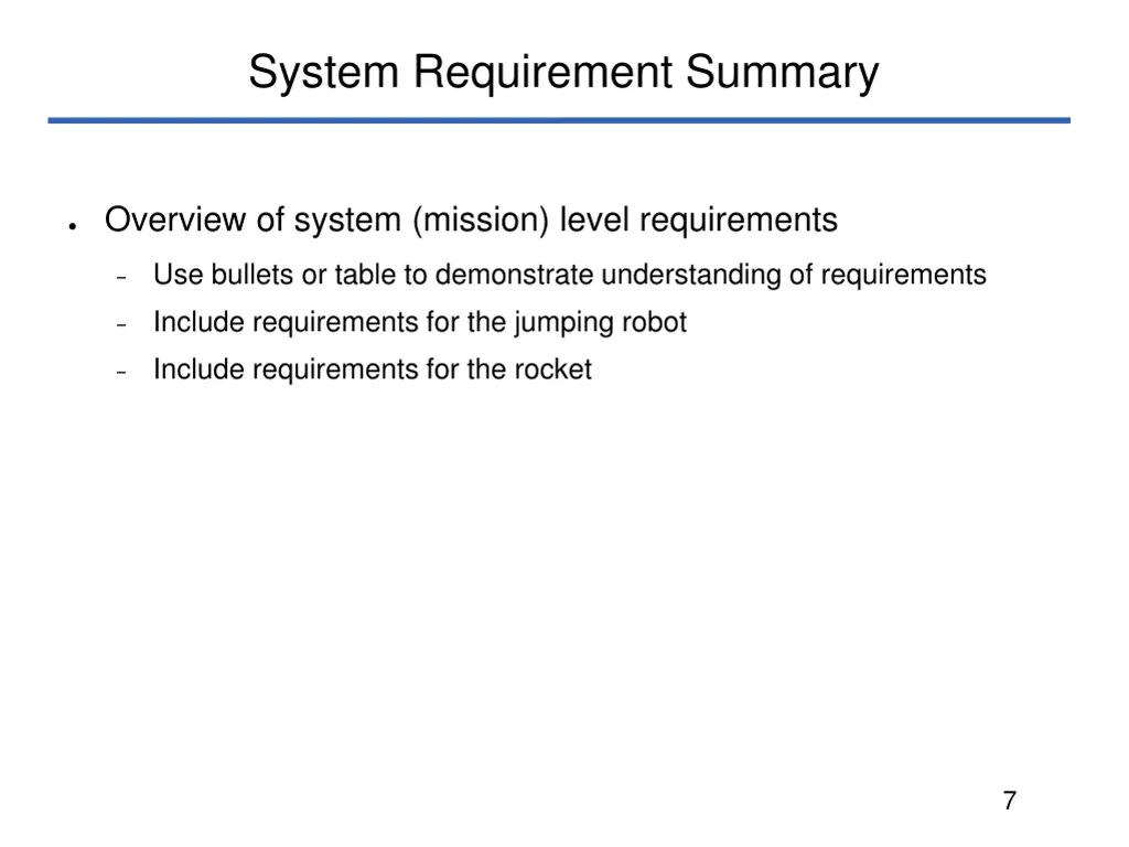 system requirement summary