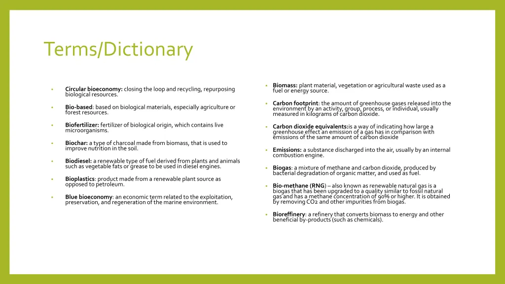terms dictionary