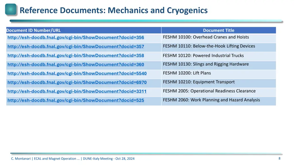 reference documents mechanics and cryogenics