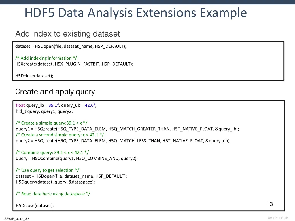 hdf5 data analysis extensions example