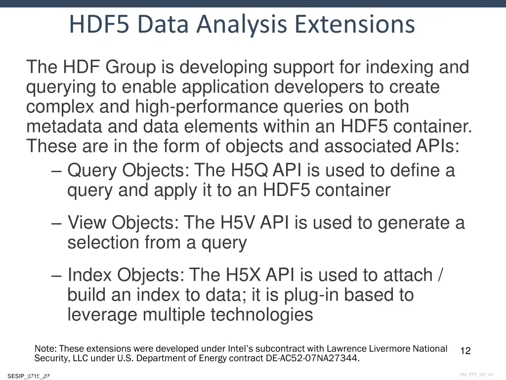 hdf5 data analysis extensions