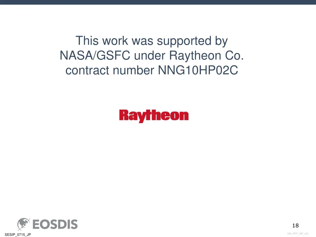 this work was supported by nasa gsfc under