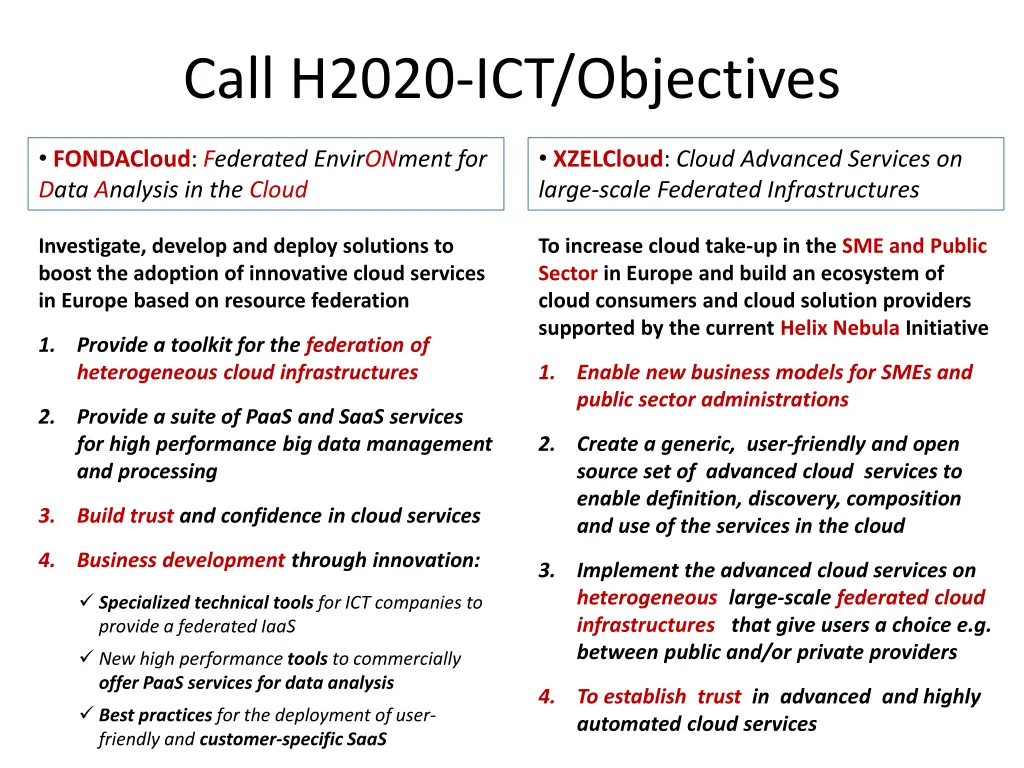 call h2020 ict objectives