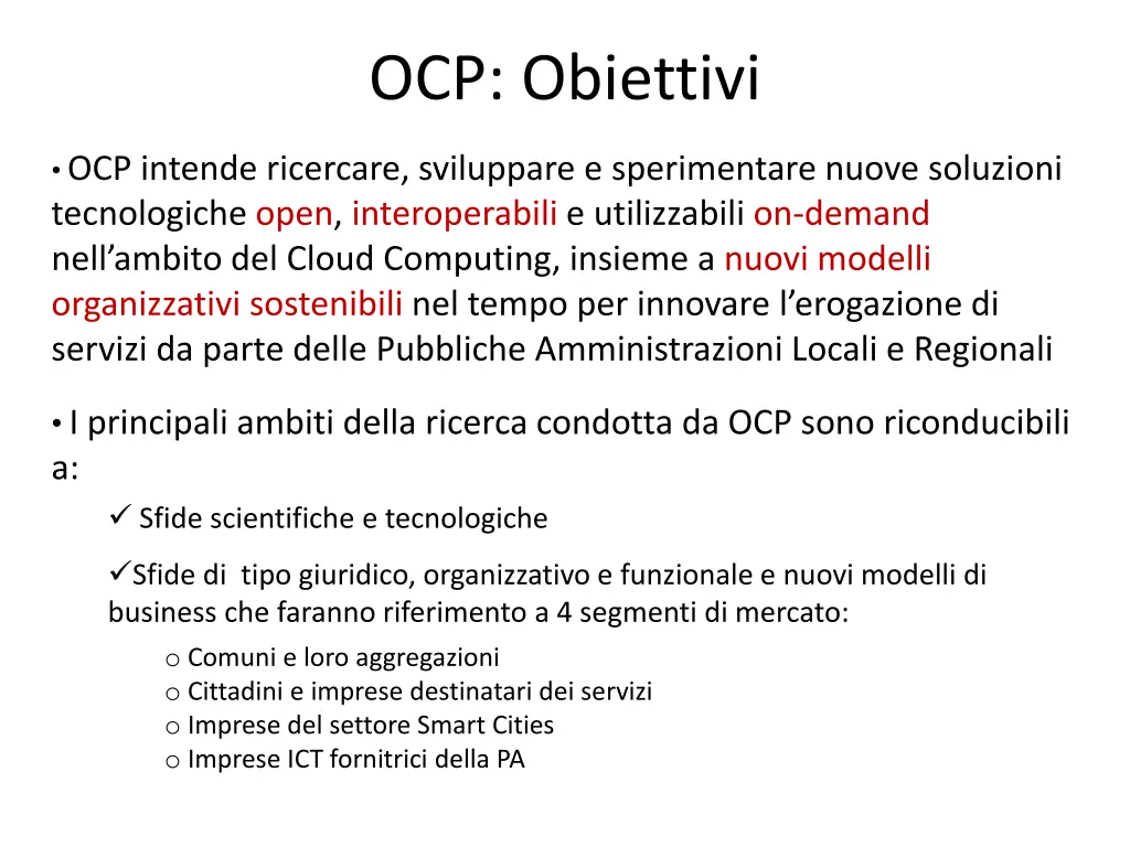 ocp obiettivi