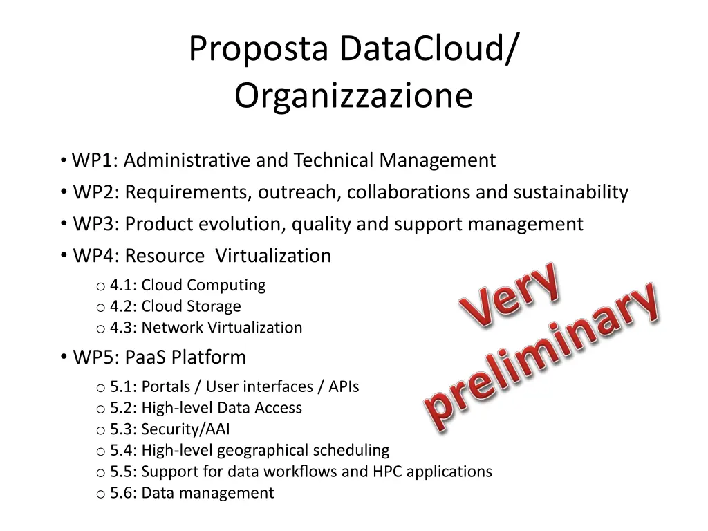 proposta datacloud organizzazione