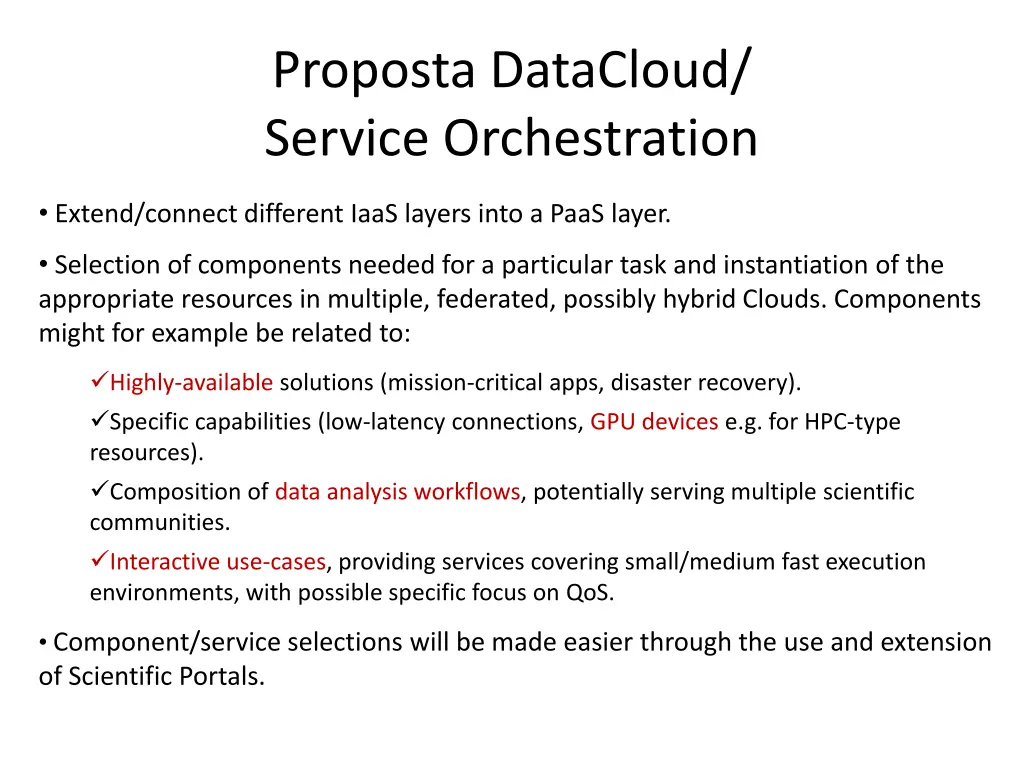 proposta datacloud service orchestration