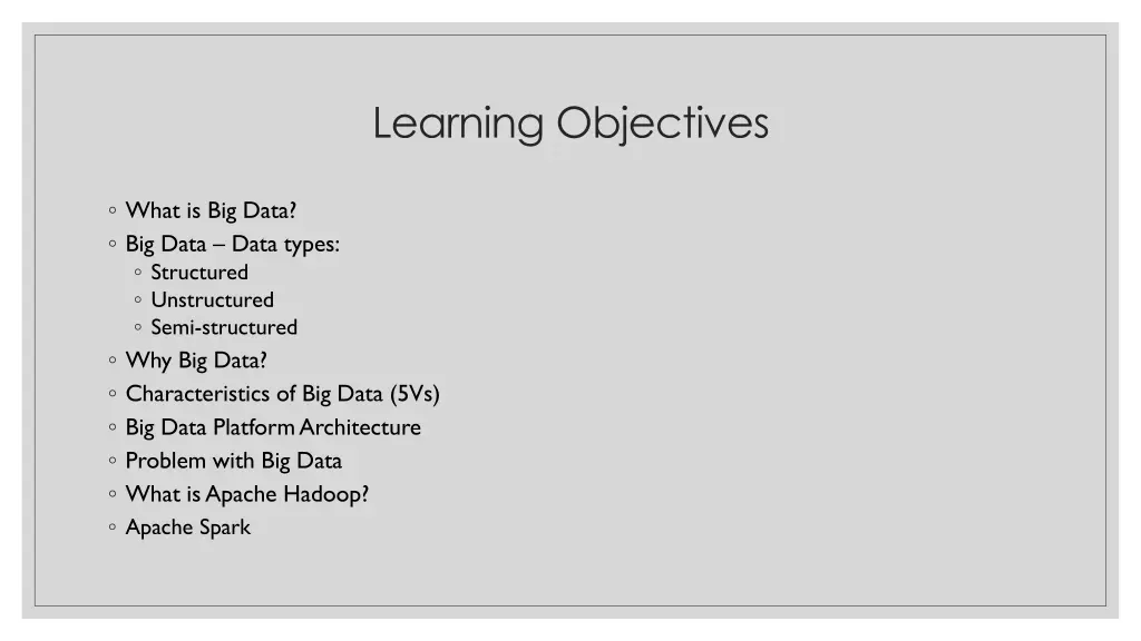 learning objectives