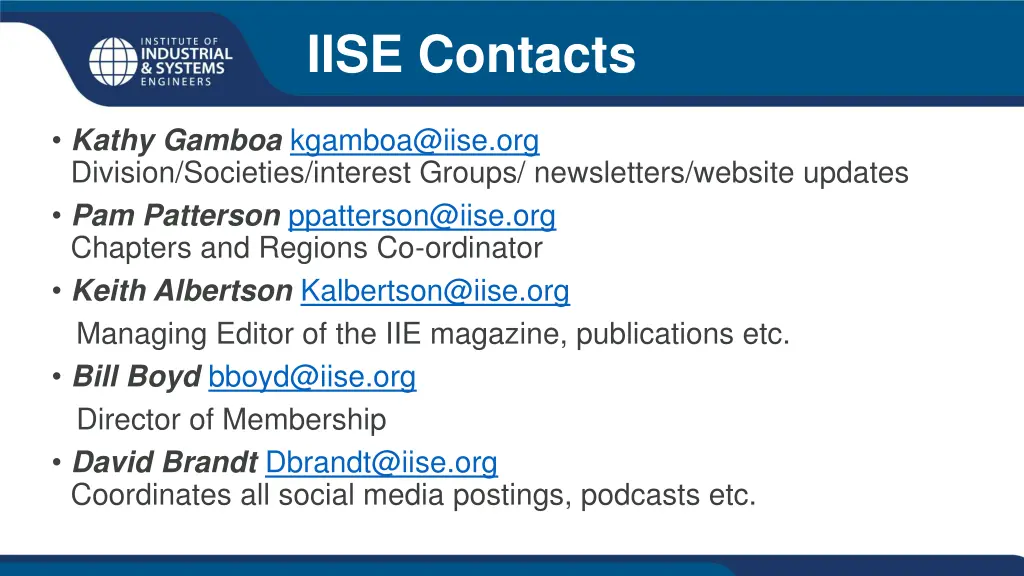 iise contacts