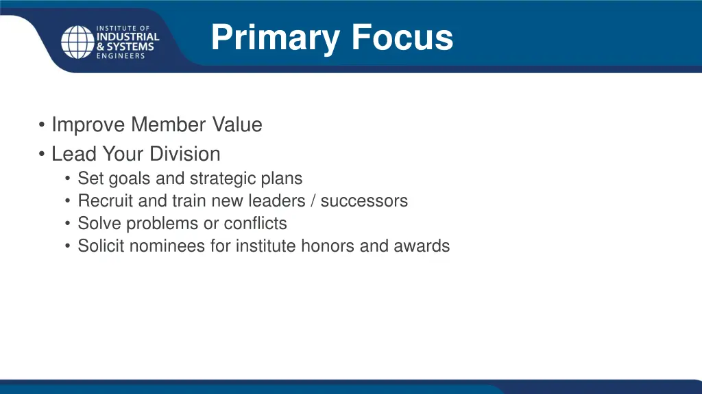 primary focus