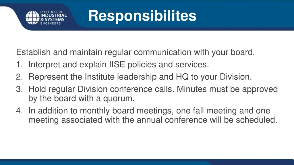 responsibilites