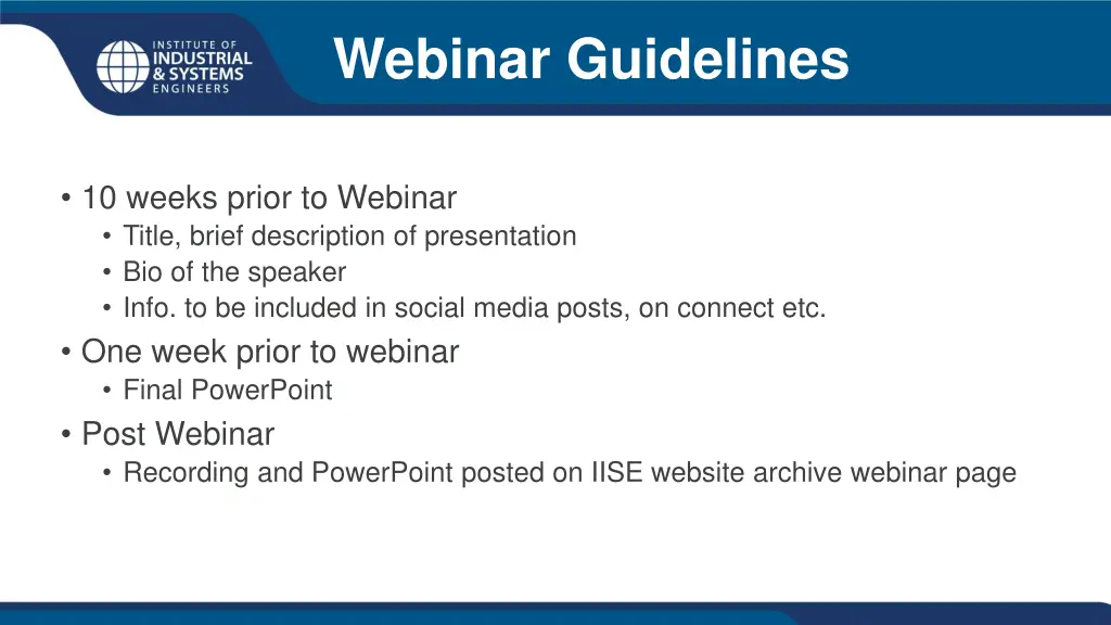 webinar guidelines