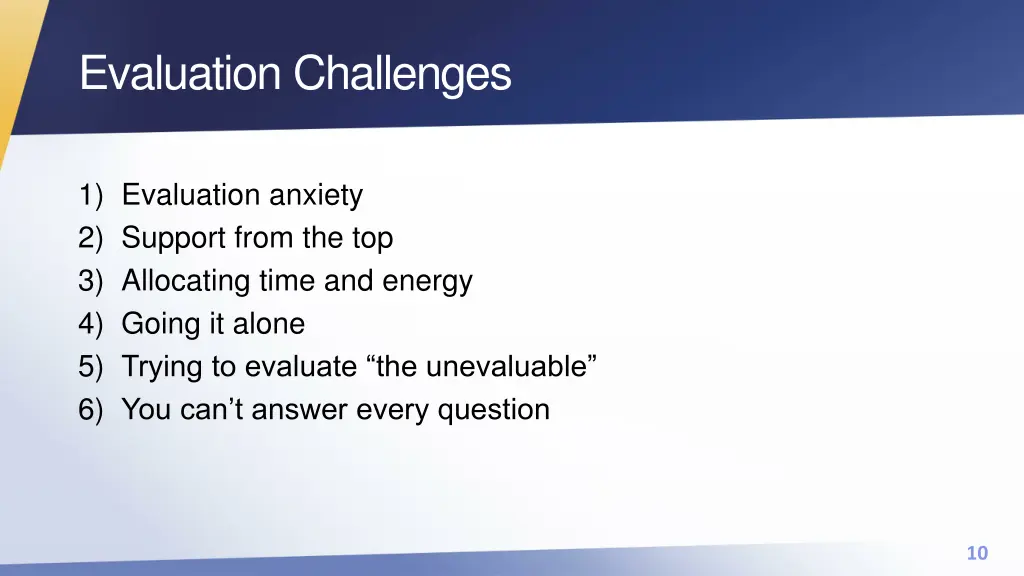 evaluation challenges