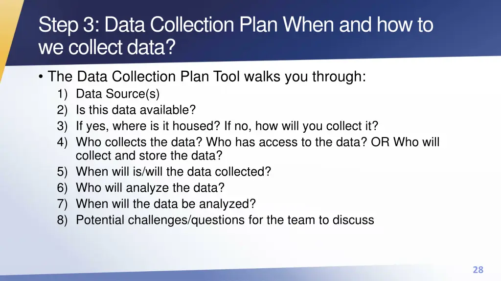 step 3 data collection plan when