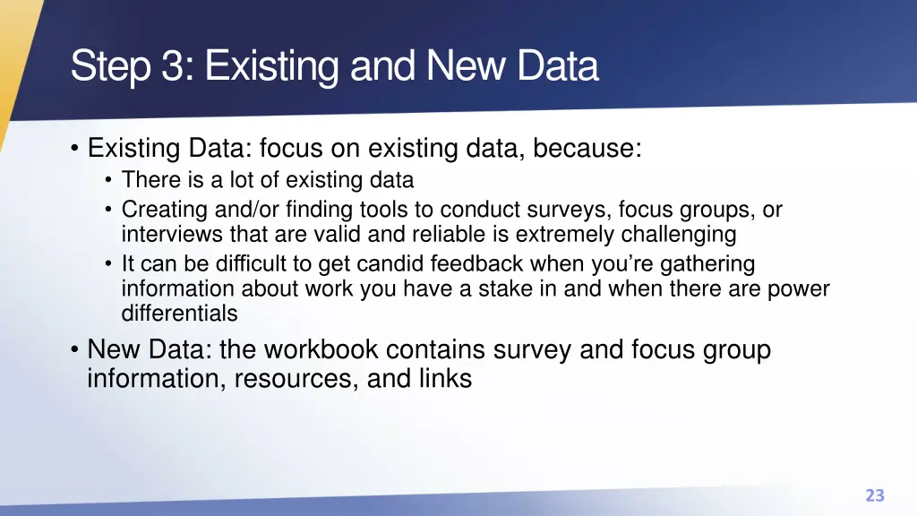 step 3 existing and new data