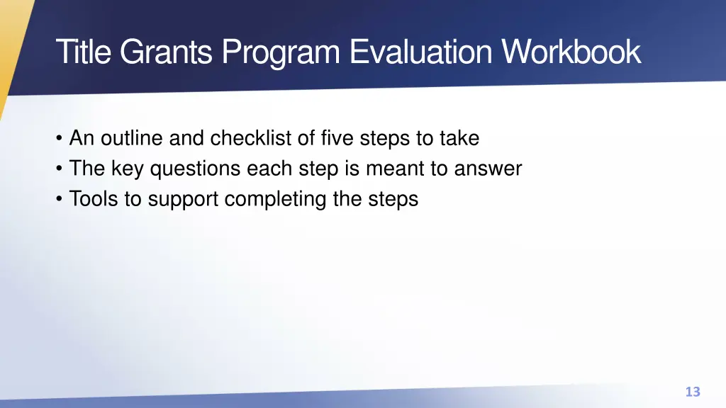 title grants program evaluation workbook
