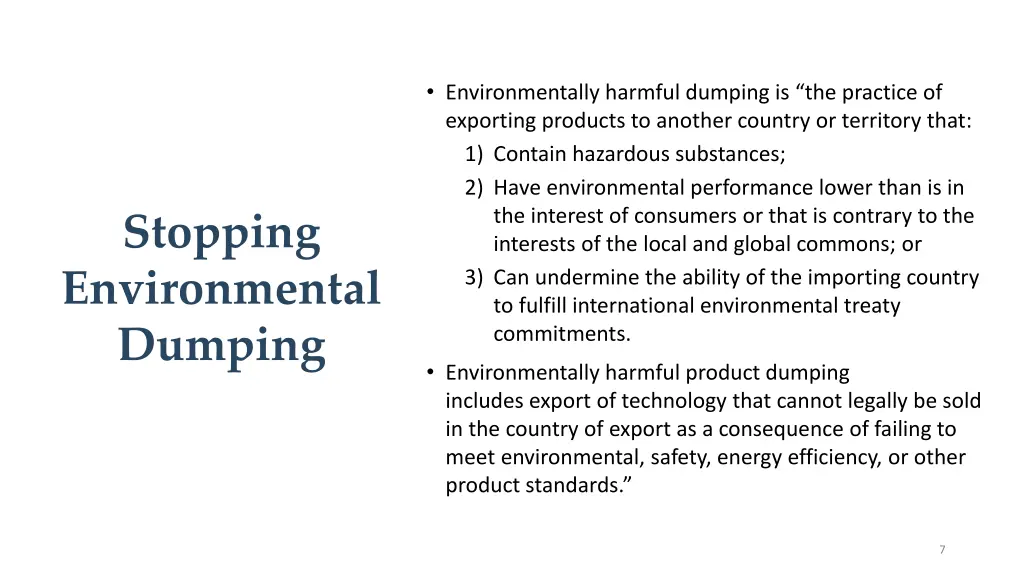 environmentally harmful dumping is the practice