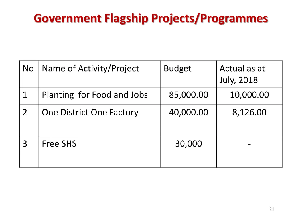 government flagship projects programmes